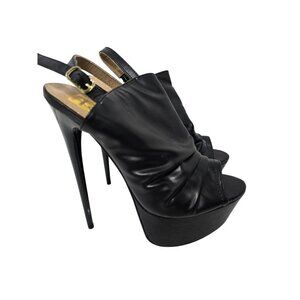 Black Stiletto Open Toe Siren Pump High Heels size 6 1/2